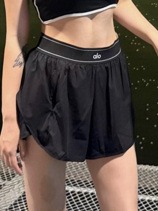 ALO Yoga Pants - Alo Yoga Match Point Black Tennis Shorts🩳Sporty, Run, Fitness, Pilates, Daily🌱